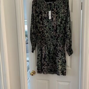 White House Black Market long sleeve leaf burnout dress. Size L. New with tags